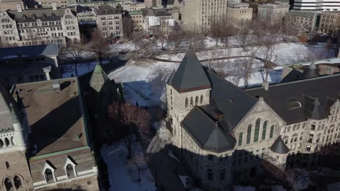 McGill University- Redpath Hall Flyover Stock Footage 237596175