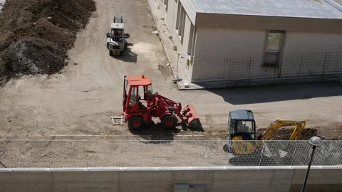 Mchanical means at work on a construction site. 6 Stock Footage 194180682