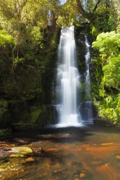Mclean Falls closeup, Catlins, New Zealand Stock Photos