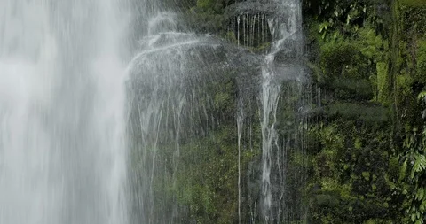 McLean Falls falling down mossy rocks in New Zealand Stock Footage 120432507
