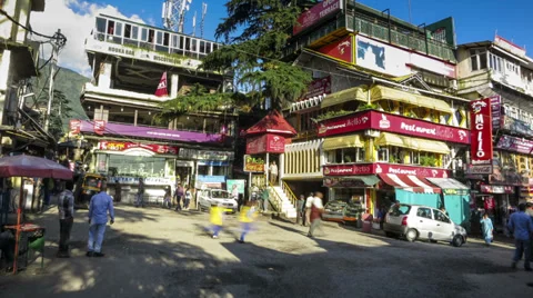 Mcleod Ganj main square time lapse Stock Footage 34559765