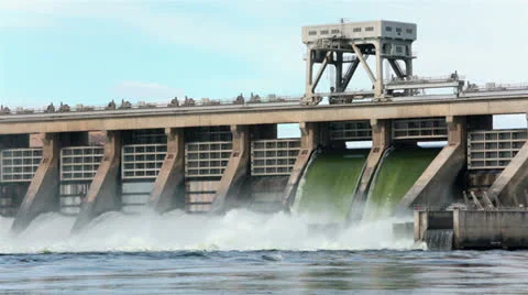 McNary Dam Columbia River spillway Washington Oregon HD 7991 Stock Footage