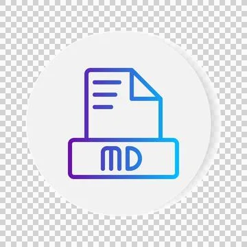 Md document format file icon. with gradient outlines. vector illustration. Stock Illustration