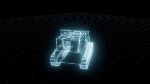 Md launcher hologram wireframe technical drawing turntable 3D animation Stock Footage 342242134
