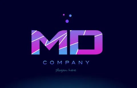 Md m d  colored blue pink purple alphabet letter logo icon vector Stock Illustration