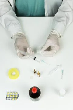 MD preparing injection Stock Photos