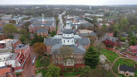 MD State Capitol Building &amp; area at standstill due to COVID-19 Video stock 127553015
