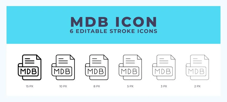 Mdb file icon with different stroke. Editable stroke. Vector illustration. Stock Illustration