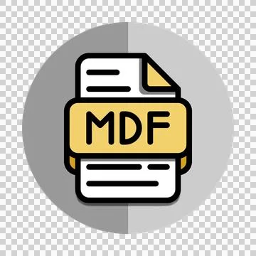 Mdf file type flat icons. with a silver background at the back.  Stock Illustration