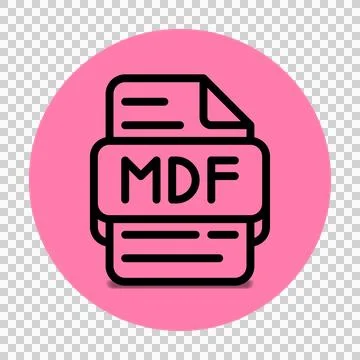 Mdf file type icon. files and document format extension.  Illustrazione stock