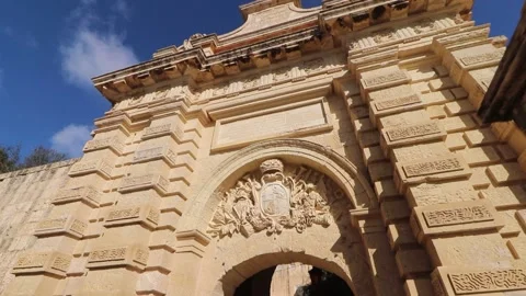 Mdina Gate, also known as the Main Gate or the Vilhena Gate, is the main gate in Stock Footage 236545180