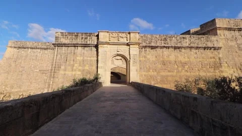 Mdina Gate, also known as the Main Gate or the Vilhena Gate, is the main gate in Stock Footage 236545222