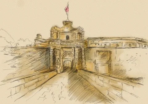 Mdina gate in Malta Illustrazione stock