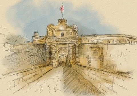 Mdina gate in Malta Illustrazione stock