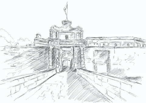 Mdina gate in Malta Illustrazione stock