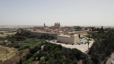 Mdina, Malta Aerial pull back Stock Footage 248010319