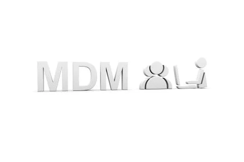 MDM concept white background 3d render illustration Illustrazione stock