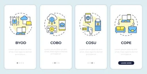 MDM models onboarding mobile app screen Stock Illustration
