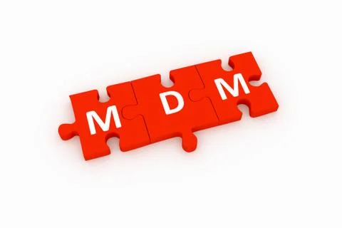 MDM puzzle concept white background 3D render illustration Stock Illustration