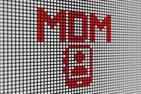 MDM text scoreboard blurred background 3d illustration Stock Illustration