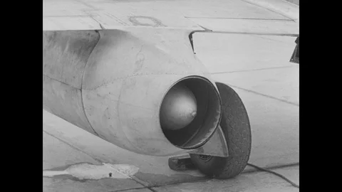 ME-262 fighter engine and wings inspected Stock Footage 103384470
