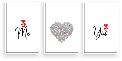 Me and You, vector. Wording design, lettering. Scandinavian minimalist poster Stock Illustration