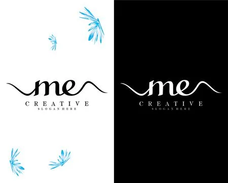 Me, em handwriting script font letter logo design template vector Stock Illustration