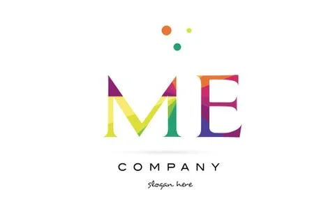 Me m e  creative rainbow colors alphabet letter logo icon Stock Illustration