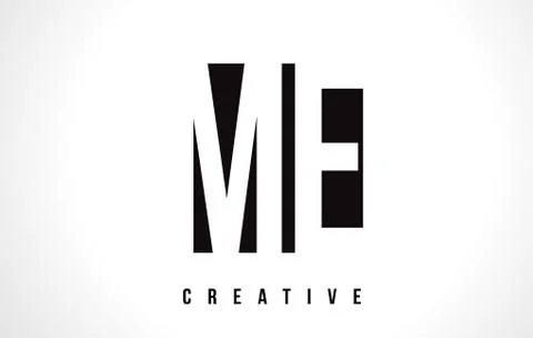 ME M E White Letter Logo Design with Black Square. Stock Illustration