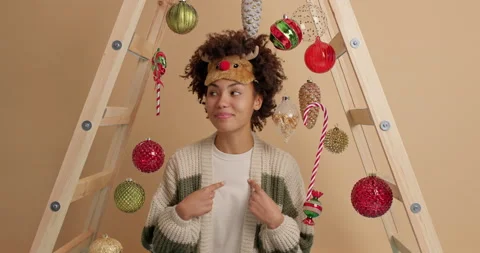 This is me who decorates everything for holidays. Arrogant proud woman with Stock Footage 144047962