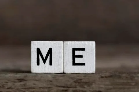 Me, written in cubes Stock Photos