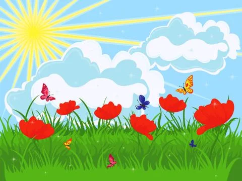 Meadow in early summer Stock Illustration