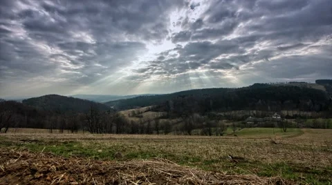 Meadow in eastern Europe, clouds moving in the sky. Stock-Footage 63990754