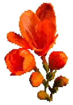 Meadow flowers pixel vector illustration isolated on white background Illustrazione stock