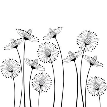 Meadow flowers on white background Stock Illustration