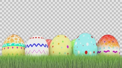 Meadow with green grass and easter eggs Stock Footage 61117379