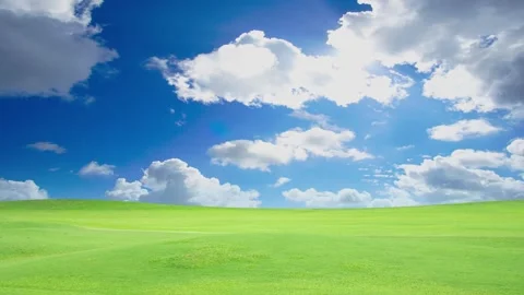 Meadow landscape blue sky with cloud fast mover time lapse background Stock Footage 140775048