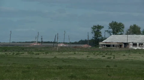 Meadow next to abandoned farm Stock Footage 44233373
