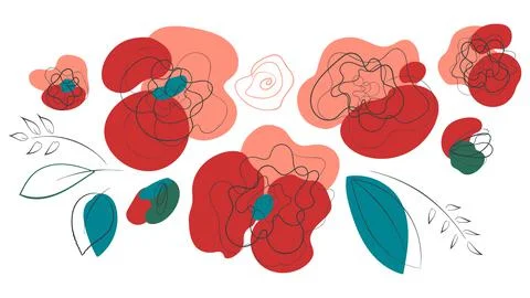 Meadow papaver flowers abstract header Stock Illustration