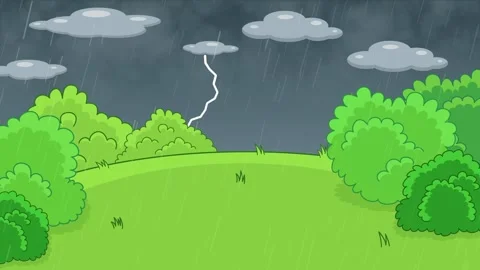 A Meadow On A Rainy Day With Lightning Changing To A Sunny Day Stock Footage 243201690