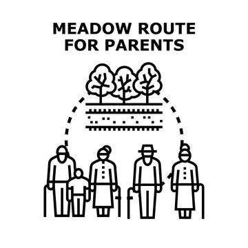 Meadow route for multi generational visiting nature park Illustrazione stock