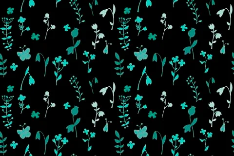 Meadow seamless pattern with a lot of spring and summer flowers from gardens Stock Illustration