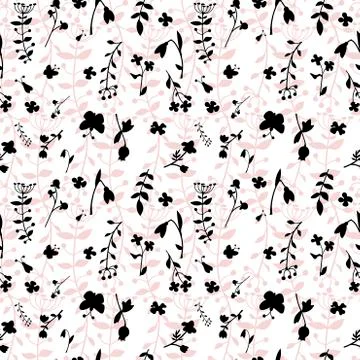 Meadow seamless pattern with a lot of spring and summer flowers from gardens Stock Illustration
