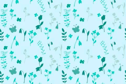 Meadow seamless pattern with a lot of spring and summer flowers from gardens Stock Illustration