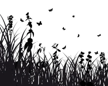 Meadow silhouettes Stock Illustration
