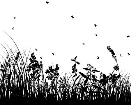 Meadow silhouettes Stock Illustration
