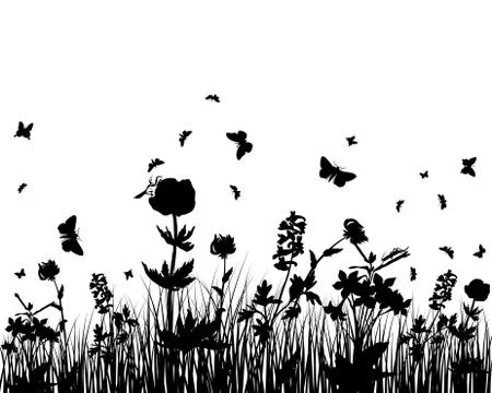 Meadow silhouettes Stock Illustration