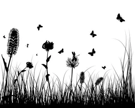 Meadow silhouettes Stock Illustration