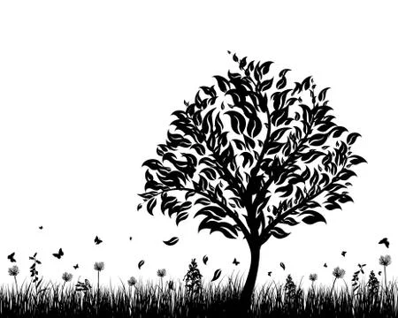 Meadow silhouettes Stock Illustration