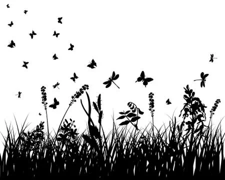 Meadow silhouettes Stock Illustration